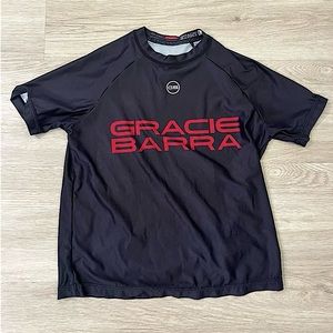 Gracie Barra Youth Kids Unisex Boy’s Girl’s Rash Guard Stretch Shirt Black XS